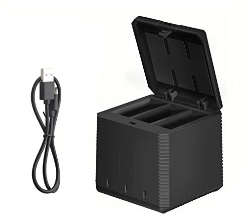 AFAITH Battery Charger for GoPro 12/11/10/9 Black, Portable 3-Channel USB Storage Rapid Charger Case, Travel Replacement Battery with Type-C USB Cable (Charger Only)