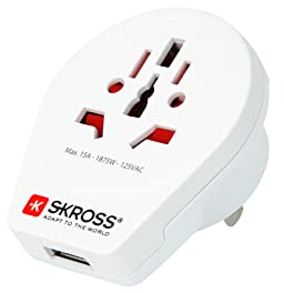 SKROSS | 1.500268 | Adattatore Universale da Mondo a USA con Presa USB A: 5V /2,4A - Tensione e Potenza 100V – 1500W / 250V – 3750W - Protezione Anti Shock