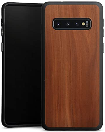 DeinDesign Premium Silikon Hülle kompatibel mit Samsung Galaxy S10 Handyhülle schwarz Case Kastanie Holz Holzoptik