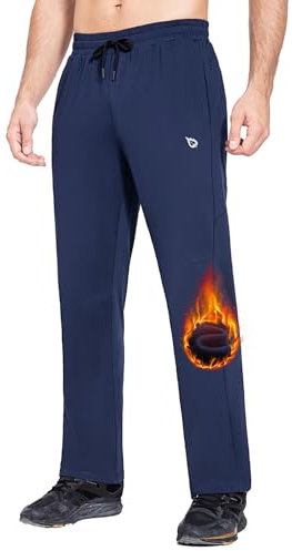 baleaf Jogginghose Herren Outdoor Hosen Winter Fleece gefütterte Outdoorhose Wasserdicht Wanderhose Thermohose Warm Skihose mit Reißverschlusstasche Blau M