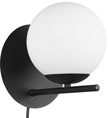 Trio Leuchten Wandleuchte Pure 202000132, Metall Schwarz matt, Glas weiß, exkl. 1x E14 max. 28 Watt, Flex Connect