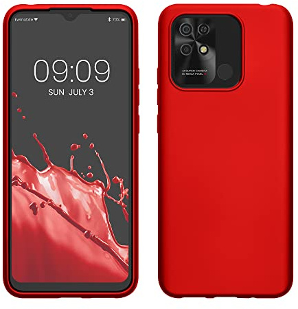 kwmobile Case kompatibel mit Xiaomi Redmi 10C Hülle - Schutzhülle aus Silikon metallisch schimmernd - Handyhülle Metallic Dunkelrot