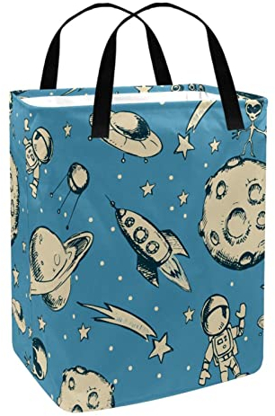 Freistehender Wäschekorb mit Griff, Kosmonaut und Aliens