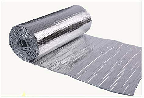 Isolant thermique Autocollant Isolant Thermique Thermal Break Insulation Garage Anti-humidité Feuille Isolante Bulles Double Face Double Foil Reflective Isolation Tapis Aluminium thermoréf(Size:1x25m)