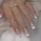VEBONNY Violet clair blanc pointu français faux ongles or paillettes décoration Coffin Press on Nails Ballet acrylique carré Stick On fake Nails vebonny FN-lt130