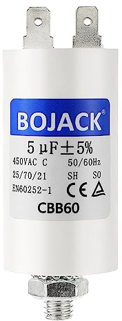BOJACK CBB60 5uF 450V Motor Start Capacitor for Swimming Pool Pump 5µF 450Volt 30x57MM Connector M8 50/60Hz