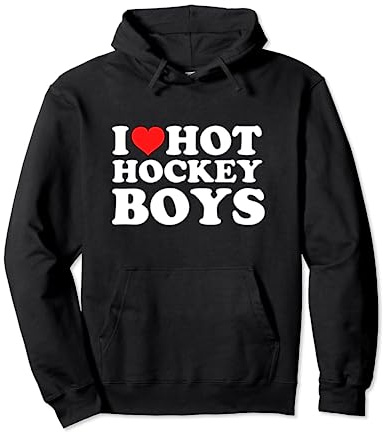 I Love Hot Hockey Boys Pullover Hoodie