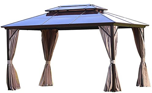 RNQZ 4 × 3M Pavillon Polycarbonat Dach Gartenmöbel Aluminiumrahmen für Terrasse, Hinterhof und Rasen