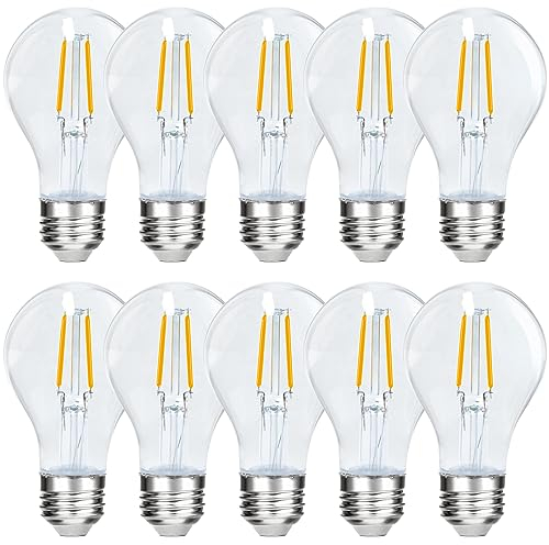Suncan E27 A60 LED lampe für Lichterkette, LED Filament Glühbirne A60 2W, 2700K Warmweiß,180lm,LED E27 Aussenbereich, klar, nicht dimmbar, 10er Set