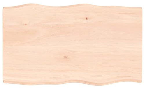 Homgoday Tischplatte 100x60x4cm unbehandelt Massivholz Eiche Live Edge Küche Kaffee Ersatztischplatte Esstisch Tischplatte Schreibtisch Arbeitsplatte Arbeitsplatte