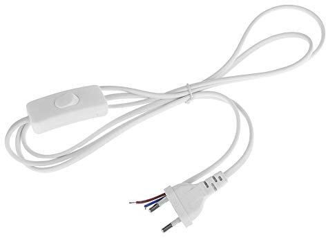 Starnearby Câble d'alimentation avec Interrupteur Cordon d'alimentation Câble avec Interrupteur et Prise pour Lampe de Table, Lampe à LED 1.8m / 5.9ft