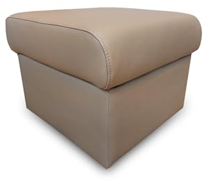 Quattro Meble Beige Mocca Echtleder Hocker aufklappbar mit Stauraum Sitzhocker Rindsleder Sitzwürfel Fußhocker Polsterhocker beiges Echt Leder Puff (55x60 x H40 cm)