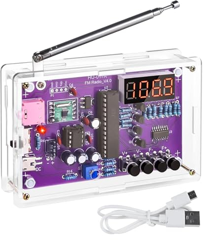 FM Radio Kit, Soldering Practice Kits, DIY Electronic Project Kit FM 87-108MHz with 2 Power Supply Modes, Soldering Learning and Teaching for Beginners, Adults
