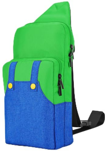 Owngen Simpatica borsa da viaggio per Nintendo Switch/Lite/OLED, piccola borsa a tracolla portatile per NS Consolo, dock di ricarica, Joy-Cons, accessori (verde e blu)