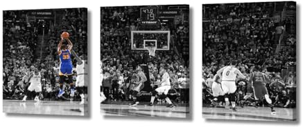 TFIAVSIN Sportwandkunst, Kevin Durant, 3-teilig, Schwarz-Weiß, Sport-Kunstwerk, Wanddekoration, Heimbild für Schlafzimmer, Wohnzimmer, Basketball, Gemälde, Poster, gerahmt, fertig zum Aufhängen, 91,4