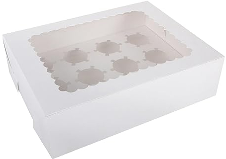 PRETYZOOM Boîte À Cupcakes Blanche Cavités Avec Fenêtre Conteneur Pratique Pour Transport De Muffins Et Gâteaux Pour Fêtes Et Pique-niques