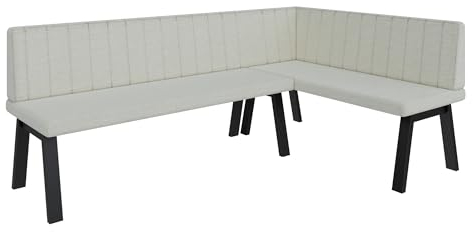 Eckbank Akiko Metal A - Eckbankgruppe für Ihrem Esszimmer, Küche modern, Sitzecke, Essecke. Perfekt für Küche, Büro und Rezeption. Solide und Starke Verarbeitung. (196x128-Rechts-Links-Inari22)