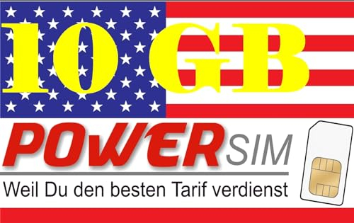 Power Sim USA T-Mobile Netz Prepaid Karte 10 GB Datenvolumen + Allnet Flat