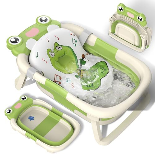 Bañera Bebe Bañera Plegable Bebé, Asiento Bañera Bebe con Cojin Esenciales Para Bebés, Adaptador Bebé Con Patas Du cha Reductor Niños Hamaca Soporte Portatil Banheira Plegables Recien Nacido 0-2 Años