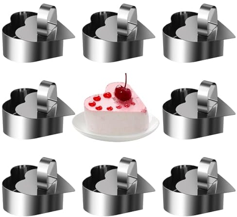 8 Pieces Round Food Rings,Cooking Rings Set,Stainless Steel Cake Circle Set,Round Food Baking Ring,with Pusher,for Family Cooking Eggs Pastry Mousse Desserts