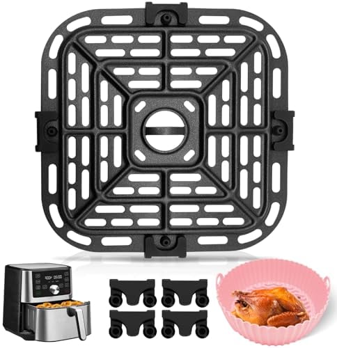GXF Air Fryer Replacement Parts for Instant Pot Vortex Plus 6 in 1 4 Quart Air Fryer Oven, 7.3''×7.3'' Square Food Grade Air Fryer Grill Pan Grill Plate Crisper Plate Accessories Tray Rack