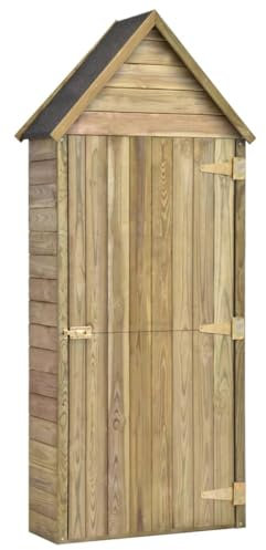 Générique Abri à Outils de Jardin et Porte 69,5x32x178cm Pinède imprégnée, Brun, 76.94 LB, 46358