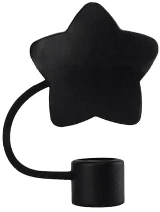 Silicone Straw Topper for Stanley 30 & 40 Oz,Cute Star Straw Straw Cover Cap,Splash Proof Straw Topper,Reusable Straw Cap Cover,Drinking Straw Tip Covers for Stanley (Black)