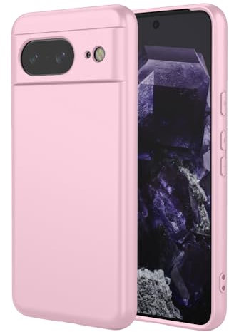 RonRun Silicone Liquido Cover Compatibile con Google Pixel 8 Pro, Ultra Sottile Morbida Silicone Antiurto Protettiva Case con Fodera in Microfibra Antigraffio - Rosa