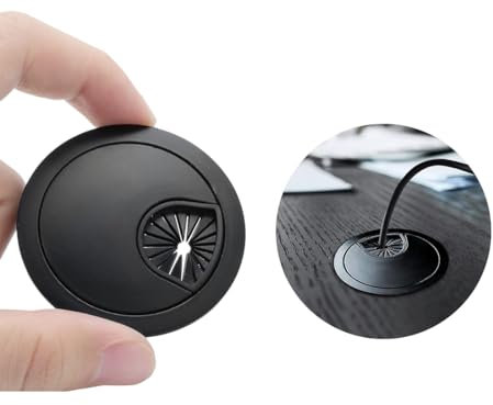 Sortie de câble en métal - Diamètre de perçage de 50 mm - Noir Mat - avec Joint à Brosse - Manchon d'étanchéité de câble - Diamètre extérieur de 56 mm