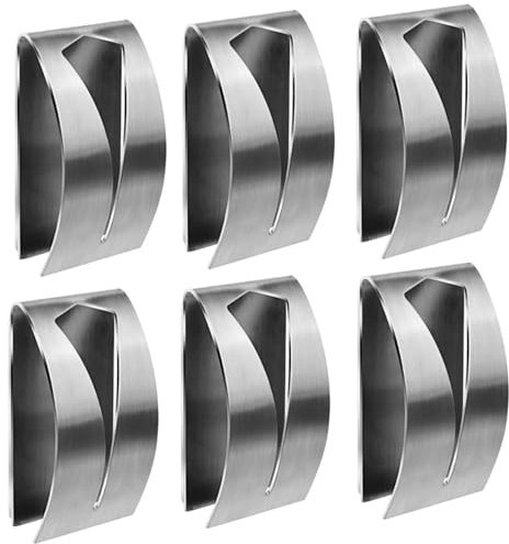 GOTRUST 6PCS Metal Tea Towel Holders, Self Adhesive Towel Holder Hook, Wall Mount Tea Towel Hook Rack, Rustproof Stainless Steel Hand Towel Hooks for Bathroom Kitchen Toilet Bath