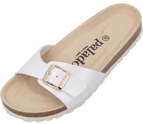 Palado Pantoletten Damen Malta BE Metallic – gefertigt aus pflegeleichtem, glänzendem Material Veloursleder-Decksohle – eleganter Look – Weichfußbett