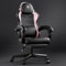Dowinx Gaming Stuhl, Ergonomischer Gamer Sessel aus PU-Leder mit Lendenstütze, Massagefunktion und breiter Rückenlehne, Belastbar bis 150 kg, Rosa