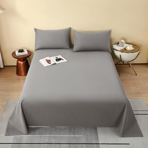 HAIBA Bettlaken ohne Gummizug 245x250cm grau weiches und pflegeleichtes Betttuch aus 100% Baumwolle ohne Gummizug