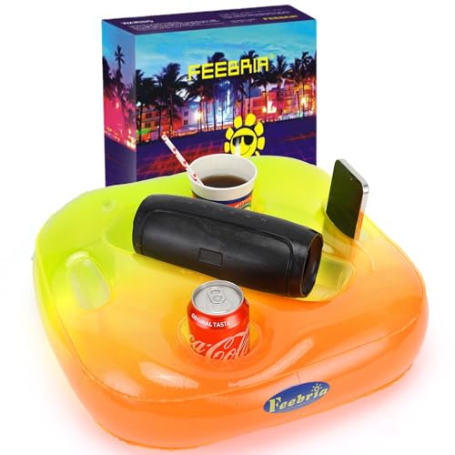 FEEBRIA Verbesserter Pool-Getränkehalter für Whirlpool, Strand und Party-Dekoration (Orange)