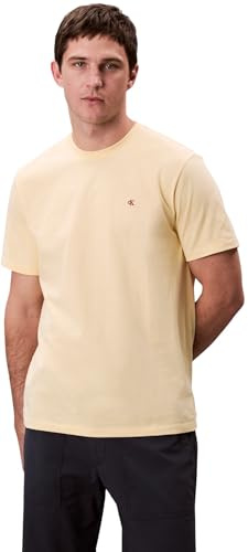 Calvin Klein Herren T-Shirt Kurzarm Smooth Solid Tee mit Rundhalsausschnitt, Gelb (Sunlight), L