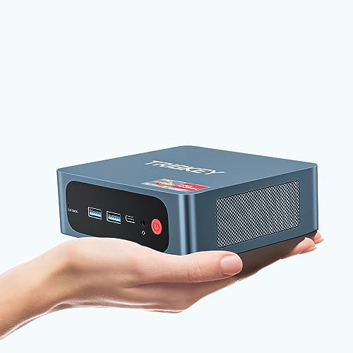 Mini PC, Ryzen 7 Pro 5850U Processor(8C/16T, Up to 4.4GHz), TRIGKEY S5 Mini Computer 32G DDR4 500G NVMe SSD, Support 8Cores 2000MHz GPU, DP+HDMI+Type-C 4K Output, WiFi-6, BT 5.2, 1000M LAN, Desktop PC