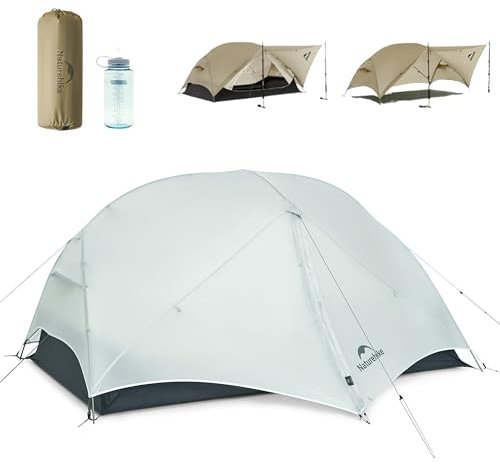 Naturehike Mongar UL-Zelt [2025 Upgrade] 1,5 kg, ultraleichte Zelte, 1/2 Personen, Rucksackzelt, 4 Verwendungsmodi, wasserdicht, Wanderzelte für Camping mit Veranda, einfacher Aufbau (Grau, 1 Person)