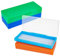 OLYCRAFT 4-Pack 50-Slide Plastic Microscope Slide Holder with Foam Liner, 203x91.5x31.5mm, Plastic, Orange, Dark Blue, Light Blue, Green