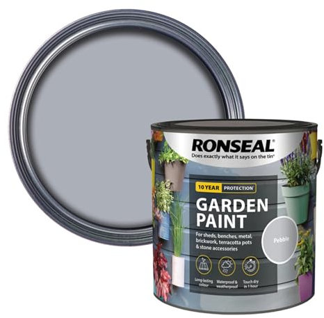 AOC24 Garden Fence Paint 2.5l – Multi-Surface Exterior Paint for Wood, Brick, Metal, Stone & Terracotta – Waterproof, Resists Fading, Matt Finish for Sheds, Fences, Garden Furniture Pint Pebble