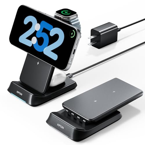 KPON Induktive Ladestation für Samsung Watch und Handy,3 in 1 20W Faltbare Wireless Charger für Galaxy Watch 7/Ultra/6/5/4/3,Galaxy S25 S24 S23 S22 S21/Note 20 10/Z Flip Fold 6 5 4 Galaxy Buds