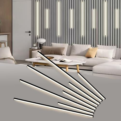 Besseto LED Wall Panel Lights Black,Wood Slat Wall Panel Strip Light,3000K Touchable Switch Dimmable LED Recessed Lighting for Living Room Bedroom Bathroom Stairs (Black-8PCS)