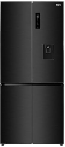 HYE Cross Door American Fridge Freezer 446L, Frost Free, Water Dispenser | HYE 303L Fridge & 143L Freezer, Low Noise 35dB, 4 Fridge Shelves & 6 Freezer Compartments - Ideal for Family Kitchens