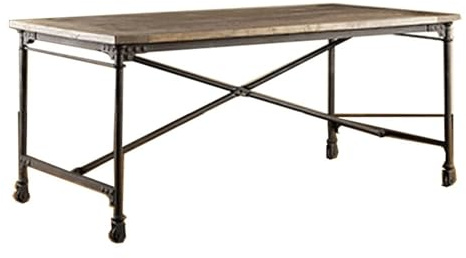 DTACBNEUZ PC-Tisch PC-Schreibtisch mit Rollen, Vintage-Tisch im Industriestil, Schreibtisch aus Holz Metallrahmen(XXL)
