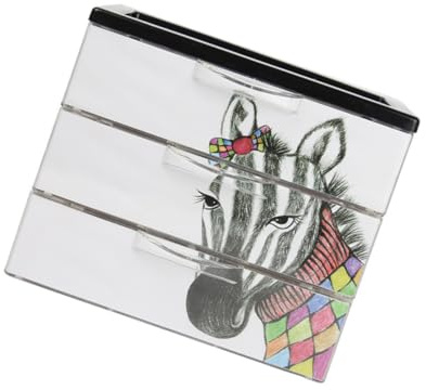 OATIPHO Schubladenbox aus Kunststoff mit Cartoon Druck Mehrschichtig Ring Pull Aufbewahrungsschublade für Kosmetik Gadgets und Schreibwaren Leichte Reinigung Dekorativ