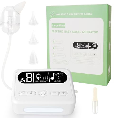 LURICO Aspirador nasal para bebé, aspiradora eléctrica para limpieza nasal, 9 niveles de succión, recargable, con luz y música para limpiador de nariz automático