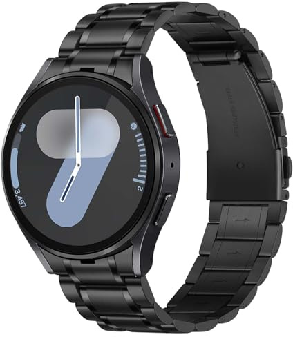 Suphart Metallband Kompatibel mit Samsung Galaxy Watch 7 6 5 4 Armband 44mm 40mm, Fünf-Link Edelstahl Ersatzarmbänder für Galaxy Watch 6 Classic 47mm 43mm/5 Pro 45mm, Schwarz