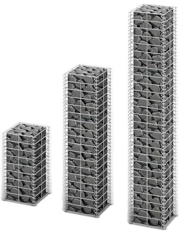 Ensemble 3 gabions en fil galvanisé acier résistant 25x25x50 à 150 cm, panneaux treillis soudés, clôture jardin extérieur, mur de soutènement stable, installation facile