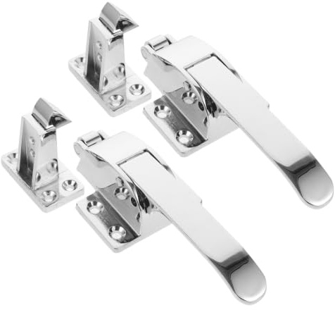 KJHBV 2 Sets Commercial Cooler Handle Replacement, Metal Walk-in Cooler Door Handles with Springloaded Fridge Latch, Silver Colour, Easy Maintenance and Enhanced Durability