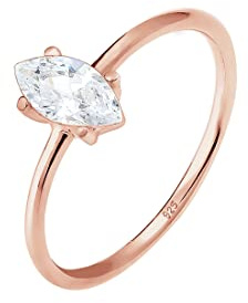 Elli Ring Damen Verlobung Marquise mit Zirkonia Steinen Stein in 925 Sterling Silber Rosé Vergoldet