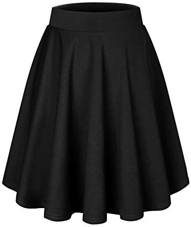 DRESSTELLS Jupe Mini Courte évasée en Polyester, Black-Midi S